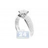 14K White Gold 0.99 ct Diamond Cluster Womens Engagement Ring