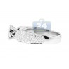 14K White Gold 0.99 ct Diamond Cluster Womens Engagement Ring