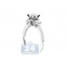18K White Gold 1.07 ct 3-Stone Diamond Cluster Engagement Ring