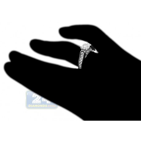 18K White Gold 1.07 ct Round Diamond Cluster Engagement Ring
