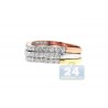 14K 3 Tone Gold 1.10 ct Diamond Womens 3 Band Ring Set