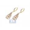 Womens Diamond Openwork Dangle Earrings 14K Yellow Gold 1.07 ct