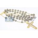 14K Yellow Gold 29.00 ct Diamond Rosary Beads Mens Necklace