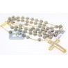 Mens Diamond Rosary Beads Cross Necklace 14K Yellow Gold 29.00ct