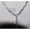 Womens Diamond Cluster Y Shape Lariat Necklace 18K White Gold