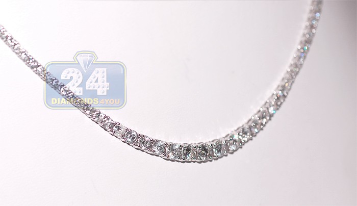Verona Jewelers 18″ Tennis Necklace – 18k White Gold Plated, Light Blue CZ 4mm