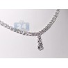 Womens Diamond Drop Y Shape Tennis Necklace 18K White Gold 16"