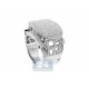 10K White Gold 1.37 ct Diamond Pave Mens Signet Ring