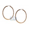 Womens Inside Out Diamond Oval Hoop Earrings 14K Yellow Gold