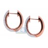 Womens Diamond Small Oval Hoop Earrings 14K Rose Gold 3.44 ct