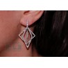 Womens Diamond Rhombus Dangle Earrings 14K White Gold 2.84 ct
