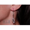 Womens Diamond Leaf Heart Dangle Earrings 14K White Gold 0.55 ct