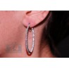 Womens Diamond Oval Hoop Earrings 14K White Gold 3.02 Carats