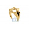 10K Yellow Gold Jewish Star of David Mens Signet Ring
