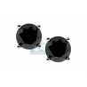 Mens Round Black Diamond Stud Earrings 14K White Gold 7.37 ct