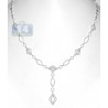Womens Diamond Geometric Y Shape Necklace 14K White Gold 3.0ct