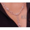 Womens Diamond Geometric Y Shape Necklace 14K White Gold 3.0ct