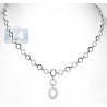 Womens Diamond Open Link Lariat Necklace 14K White Gold 1.60ct
