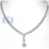 Womens Diamond Halo Drop Y Shape Necklace 18K White Gold 1.57ct