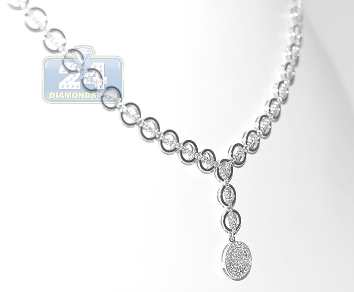 18K White Gold 1.57 ct Diamond Womens Chain Necklace
