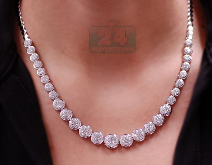 14k White Gold 558 Ct Diamond Womens Chain Necklace 
