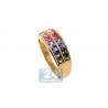 14K Yellow Gold 1.94 ct Rainbow Multicolored Sapphire Womens Band Ring