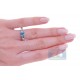 14K White Gold 1.27 ct 3 Stone Blue Topaz Womens Filigree Ring
