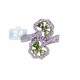 14K White Gold 1.18 ct Diamond Peridot Womens Bypass Ring