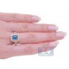 14K Two Tone Gold 1.85 ct Blue Topaz Diamond Halo Engagement Ring