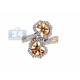 14K Yellow Gold 1.19 ct Diamond Citrine Bypass Flower Ring