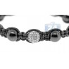 Diamond Onyx Bead Adjustable Bracelet 14K White Gold Shambala