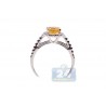 14K White Gold 1.68 ct Yellow Citrine Diamond Halo Womens Cocktail Ring