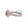 14K White Gold 1.18 ct Citrine Halo Diamond Womens Engagement Ring