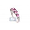 14K White Gold 1.80 ct Mixed Pink Sapphire Diamond Womens Band Ring