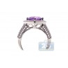 14K White Gold 2.59 ct Triangle Purple Amethyst Diamond Cocktail Ring