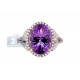 14K White Gold 5.22 ct Amethyst Diamond Womens Cocktail Ring