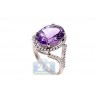 14K White Gold 5.22 ct Purple Amethyst Diamond Womens Cocktail Ring