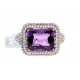 14K White Gold 5.24 ct Amethyst Diamond Halo Womens Ring