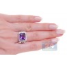 14K White Gold 5.24 ct Purple Amethyst Diamond Halo Womens Ring