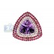 14K White Gold 3.53 ct Amethyst Ruby Diamond Triple Halo Ring