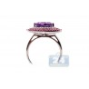 14K White Gold 3.53 ct Amethyst Ruby Diamond Triple Halo Cocktail Ring