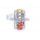 14K White Gold 1.91 ct Multicolored Sapphire Diamond Long Ring