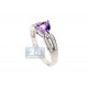 14K White Gold 0.88 ct Triangle Amethyst Diamond Cocktail Ring