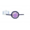 14K White Gold 1.26 ct Amethyst Sapphire Halo Womens Ring
