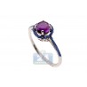 14K White Gold 1.26 ct Amethyst Sapphire Halo Womens Ring