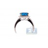 14K White Gold 4.29 ct Blue Topaz Diamond Halo Womens Cocktail Ring