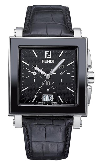 F200011011 Fendi Fendimatic Automatic Black Leather Mens Watch
