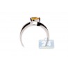 14K White Gold 0.85 ct Yellow Citrine Diamond Womens Cocktail Ring
