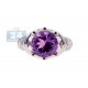 14K White Gold 1.62 ct Amethyst Diamond Womens Cocktail Ring