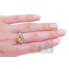 14K White Gold 1.54 ct Yellow Citrine Diamond Womens Cocktail Ring